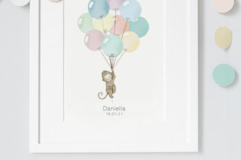 Personalised Kid's Bright Pastel Balloon Bunch Picture, 2 of 7