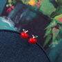 Gift Bag Teacher Sterling Silver Apple Earrings, thumbnail 2 of 4