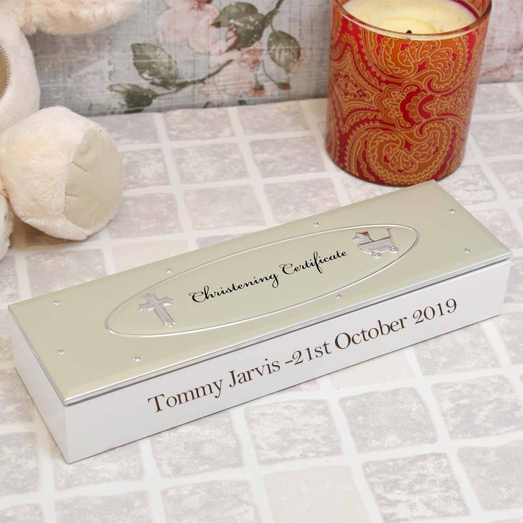 Personalised Baby's Christening Certificate Holder By