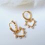 Cubic Zirconia Hollow Heart Charm Drop Earrings In 18k Gold Plated Hoops, thumbnail 3 of 6