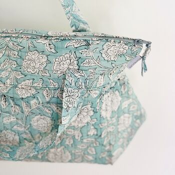 Wash Bag With Handles Aqua Floral Print, 2 of 3