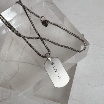 Engravable Grade Two Titanium Dog Tag Pendant With Optional Chain, 6 of 8