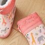 Personalised Pink Safari Print Welly Boots, thumbnail 2 of 4