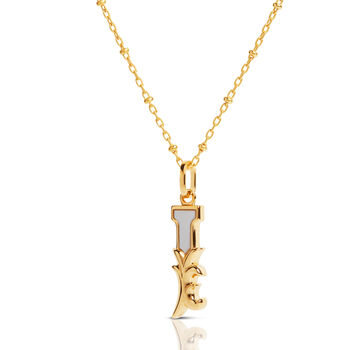 Gold Plated I Initial Necklace With Mother Of Pearl, 2 of 6