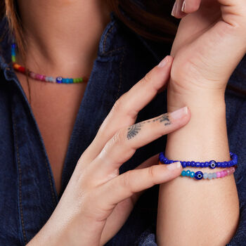Rainbow Gemstone Evil Eye Beaded Bracelet, 2 of 2