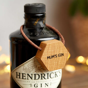 Personalised Bottle Tag In Solid Wood And Leather, 2 of 11