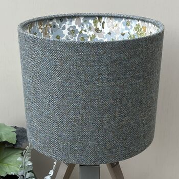 Enid Roan Blue Tweed Floral Lined Lampshades, 2 of 10