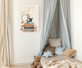 Mouse Book Reading Nursery Art Print, 3 of 3