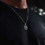 Mens Compass Necklace Steel Pendant With Chain, thumbnail 1 of 12