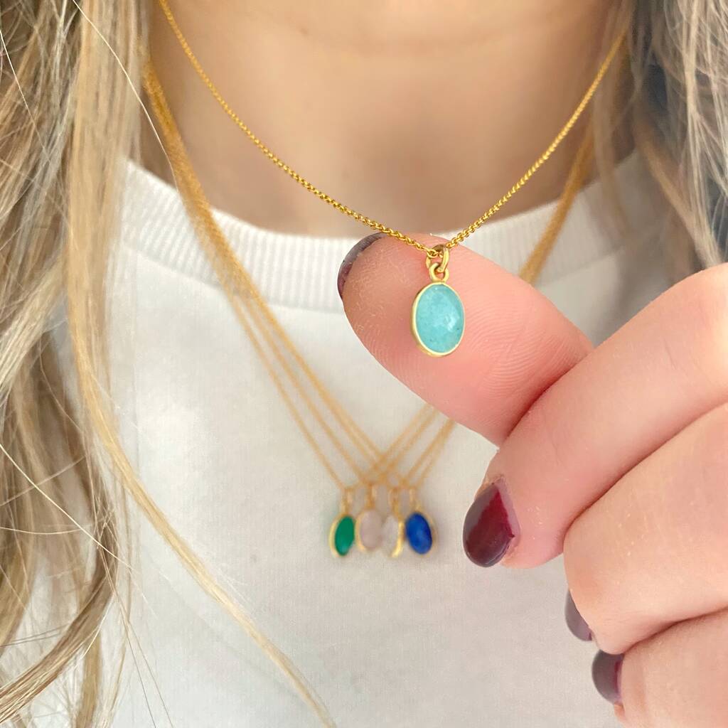 Semi Precious Gemstone Charm Necklace Choice Of Stones By The Lovely Edit |  notonthehighstreet.com
