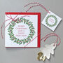 Christmas Cards With Holly And Ivy Wreath Illustration, thumbnail 2 of 3
