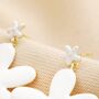 White Enamel Daisy Drop Earrings In Gold Plating, thumbnail 4 of 6