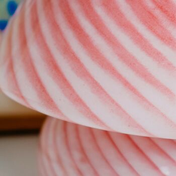 Pink Murano 70s Style Mushroom Stripe Glass Table Lamp, 2 of 5