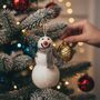 Handmade Felt Norman The Snowman Hanging Decoration, thumbnail 1 of 3