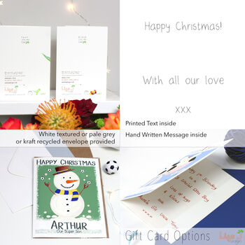 Personalised Snowman Family Football Card, 9 of 9