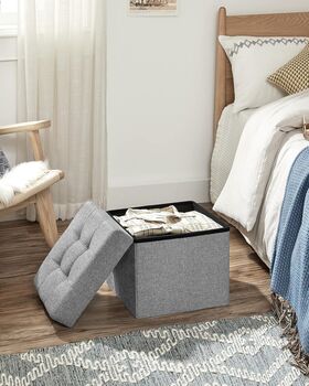 Foldable Ottoman Footrest With Storage Cube, 3 of 9