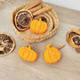 Orange Pumpkin Tea Light Set Of Three Autumn Candles, thumbnail 9 of 10