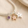 Personalised Birthstone Double Star Bracelet In Silver, thumbnail 2 of 9