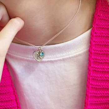 Child's Initial Heart And Birthstone Necklace, 5 of 12