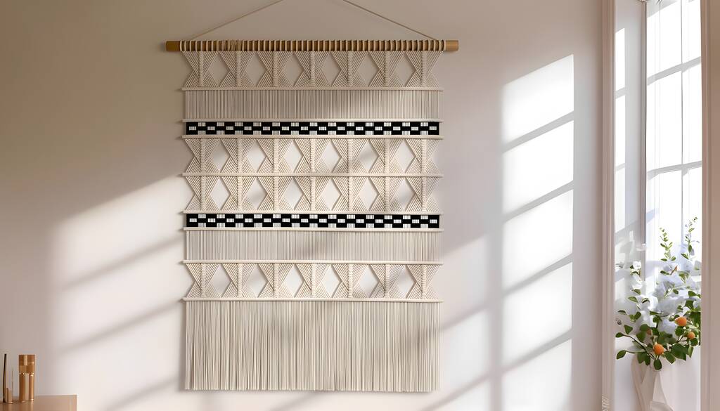 Large Natural Macrame Wall Hanging, Pure Cotton Handmade Wall Decor 'Sabbia', 1 of 7