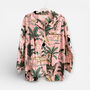 Jungle Print 100% Cotton Ladies Pyjamas In Pale Pink, thumbnail 1 of 4