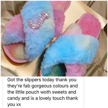 Personalised Rainbow Faux Fur Slippers, 5 of 10