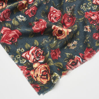 Roses Teal Pashmina Scarf, 4 of 5