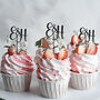 Wooden Wedding Cupcake Topper With Initials, thumbnail 3 of 5