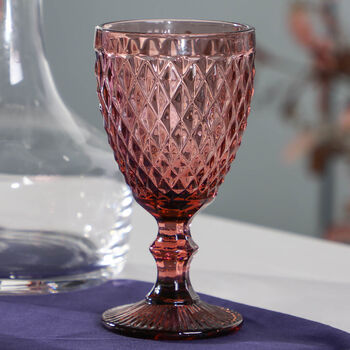 Set Of Four Vintage Embossed Coloured Wine Glasses, 4 of 10