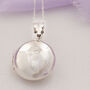 Engraved Birthflower Round Sterling Silver Locket, thumbnail 1 of 12