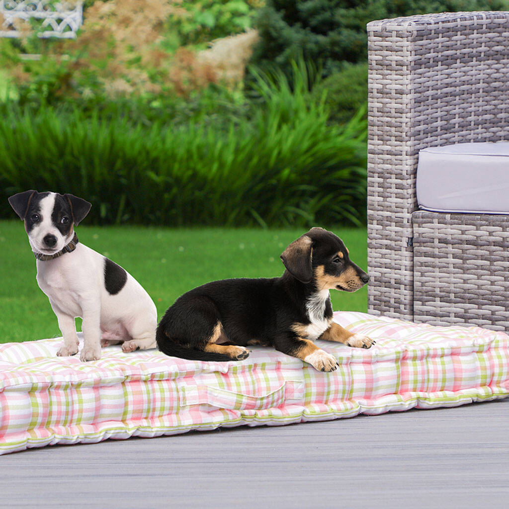 Pastel Plaid Padded Cotton Dog Bed, 1 of 9