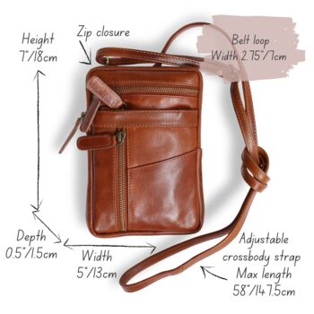 Leather Crossbody Smartphone Bag, Tan, 5 of 5