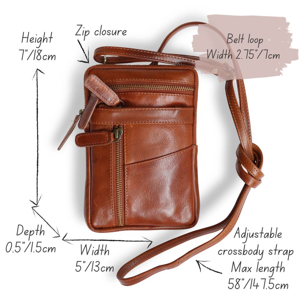 Leather Crossbody Smartphone Bag, Tan By The Leather Store