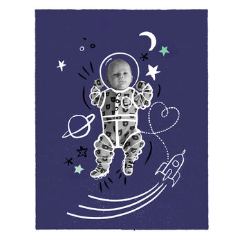 Personalised Baby Photo Astronaut Print, Unframed, 4 of 8