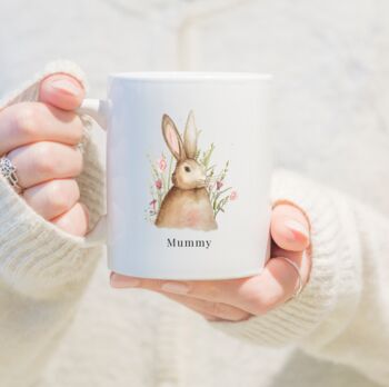 Personalised Easter Bunny Mug, Country Original Art, 3 of 6
