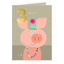 Gold Foiled Piglet 3rd Birthday Card, thumbnail 2 of 5