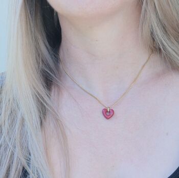 Red Love Heart Glass Necklace, 9 of 10