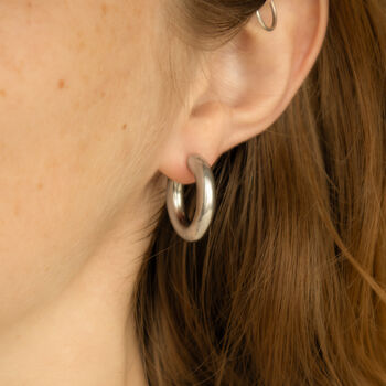 Stainless Steel Chunky Hinge Hoop Earrings, 3 of 4