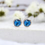 Sterling Silver September Sapphire Birthstone Stud Earrings, thumbnail 1 of 9