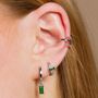 Audrey Huggie Earrings With Green Stones, thumbnail 2 of 5