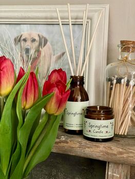 Springtime Aromatherapy Candle And Reed Diffuser Set, 3 of 4