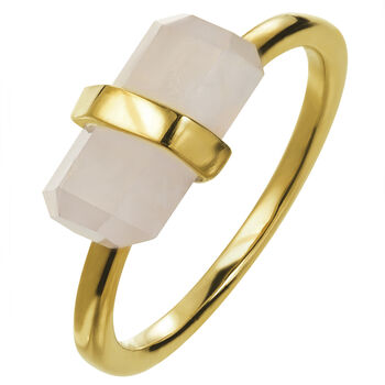 Sterling Silver 18ct Gold Plated Rose Quartz Ring, 2 of 5