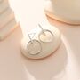 Sterling Silver Large Dangle Circle And Bar Stud Earrings, thumbnail 2 of 10