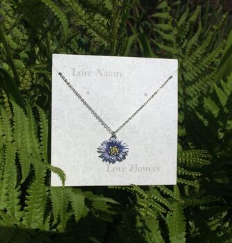 Aster Blue Flower Pendant Necklace, 4 of 6
