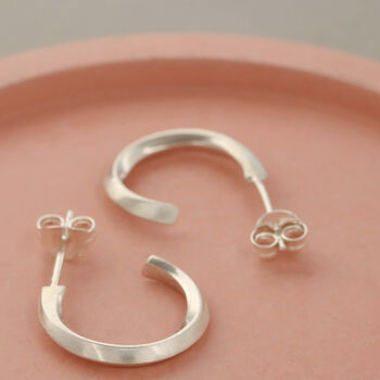 Sterling Silver Curved Small Hoop Earrings, 2 of 11