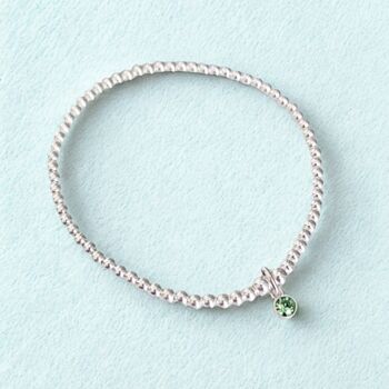 Sterling Silver August Birthstone Beaded Stretch Bracelet, 3 of 6