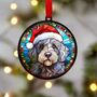 Labradoodle Grey In Santa Hat Suncatcher Decoration, thumbnail 5 of 5