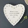 East Of India Porcelain Heart Coaster With Words 'Welcome Home', thumbnail 3 of 4