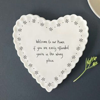East Of India Porcelain Heart Coaster With Words 'Welcome Home', 3 of 4