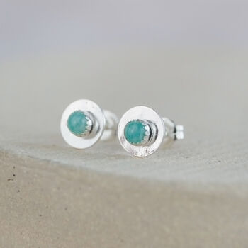 Sterling Silver Birthstone Small Disc Studs, 2 of 12